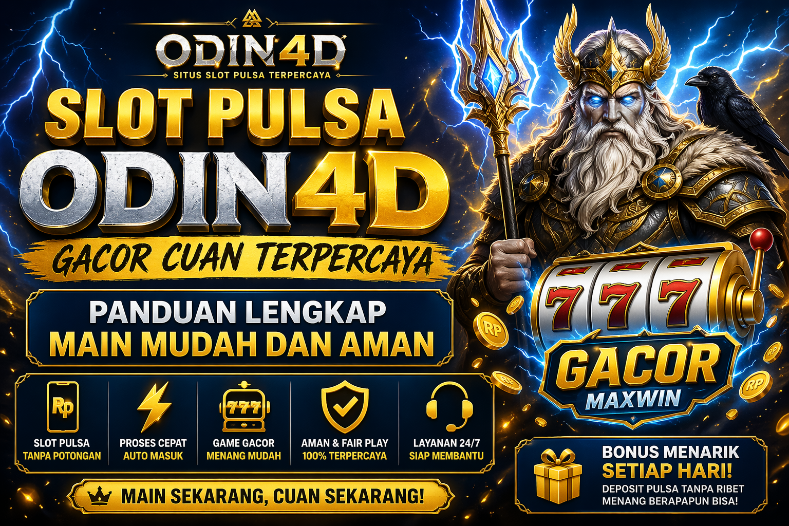 Banner slot pulsa Odin4D gacor dengan jackpot besar dan bonus terpercaya