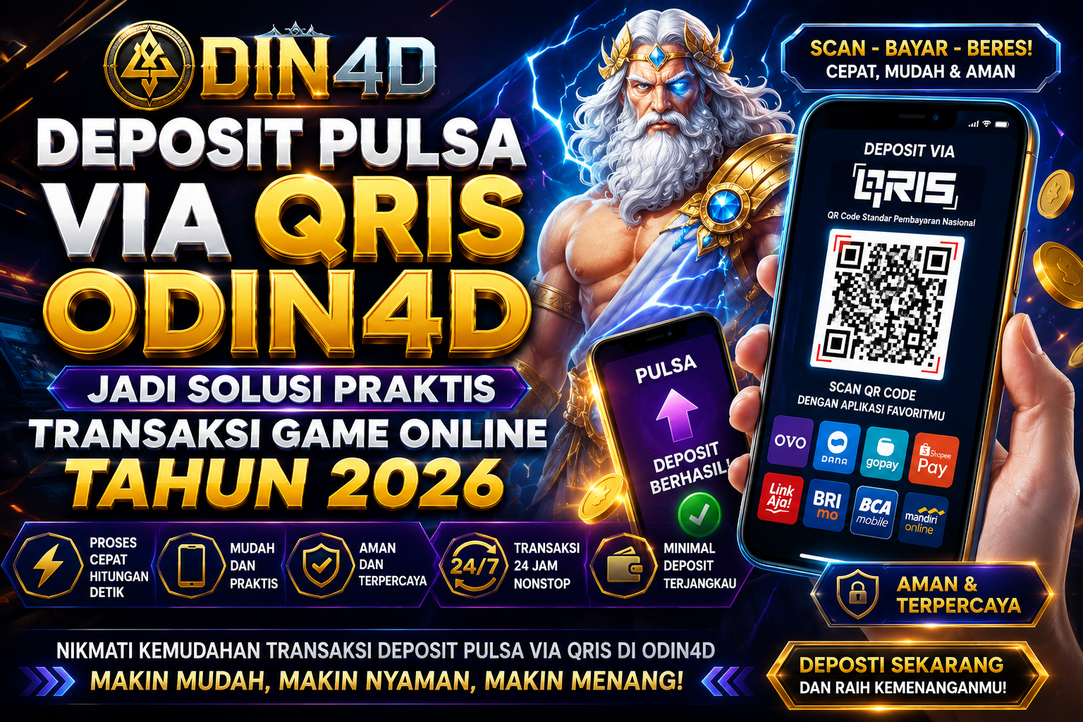 Deposit Pulsa via QRIS Odin4D